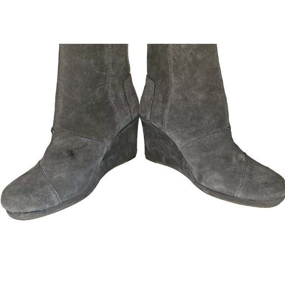 NEW! TOMS Desert Wedge High Grey Suede Women's Size 10 Ankle Boots Zipper Side - Picture 12 of 14